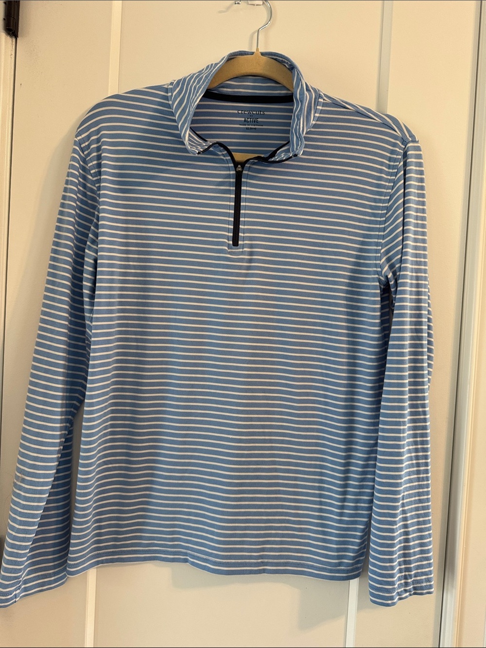 Youth Light Blue & White Striped Quarter-Zip Shirt